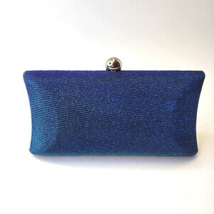 Blue Glitter Evening Clutch Bag